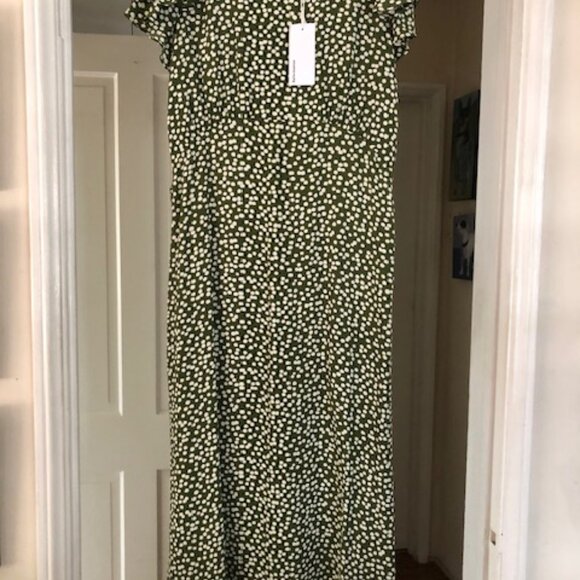 Reformation Romina Flutter Sleeve Dress In Moiret Size 4 - Picture 3 of 7